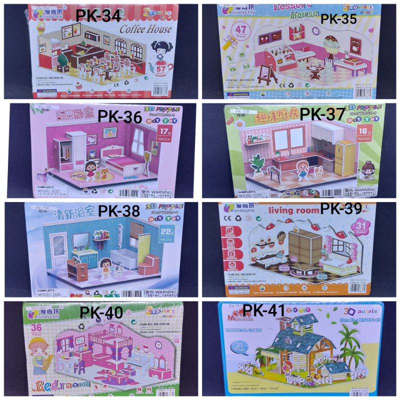 Part lll. Puzzle Puzle 3D 3 Dimensi.Mainan Edukasi Anak Pasang Pasangan. Ukuran Mini