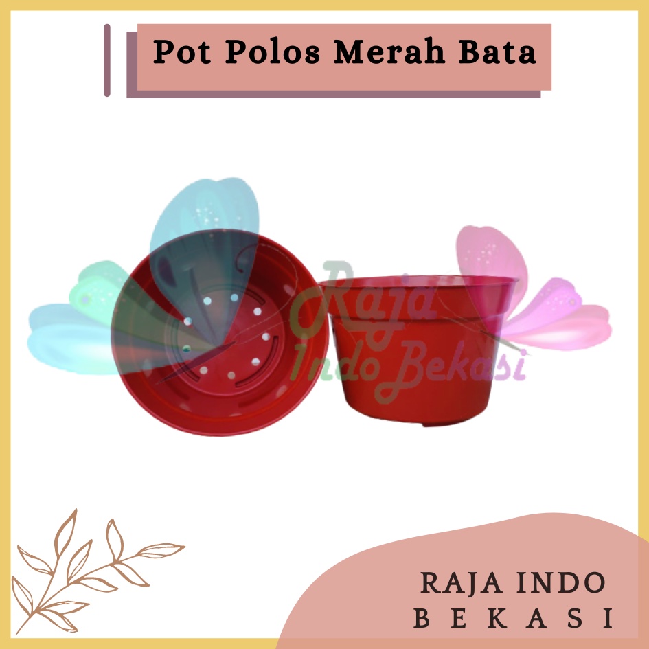 Pot Bunga Merah Bata Coklat Basic Polos Ukuran 15 17 20 25 30 Pot Tanaman Buah Bunga Besar Hias Murah Gold Plastik Coklat Bata