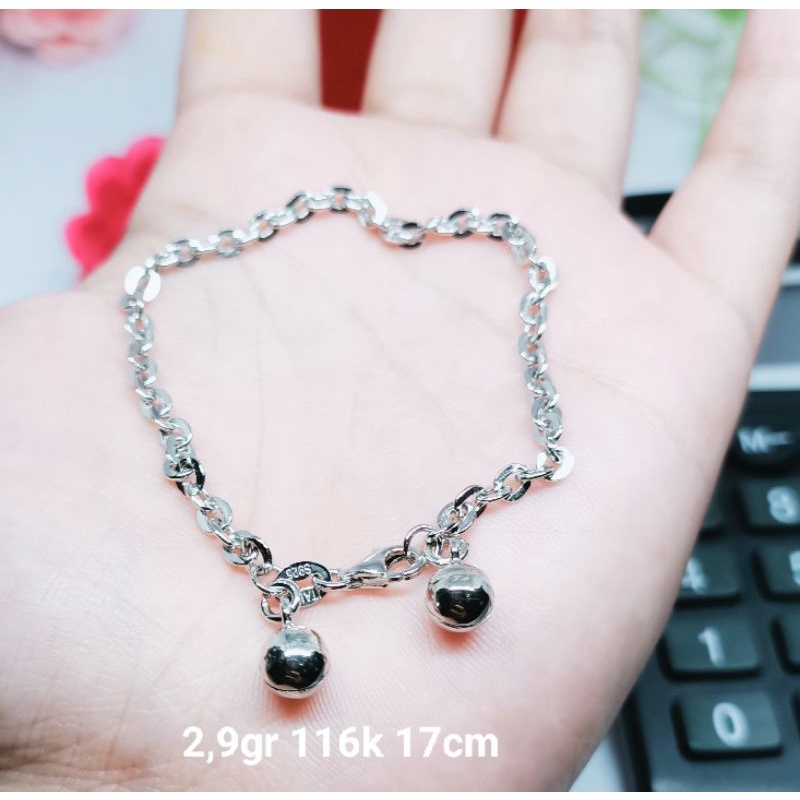 gelang tangan wanita silver 925 asli perak import berlapis emas putih model italy