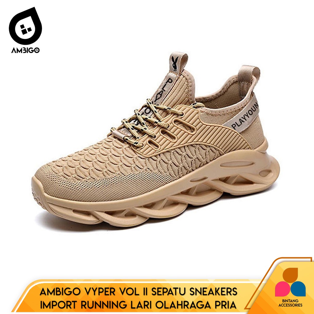 Ambigo VYPER VOL II Sepatu Sneakers Import Running Lari Olahraga Pria COKLAT