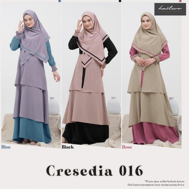 Gamis Haitwo Cresedia 016 By HAITWO set Hijab Segi4 Terbaru