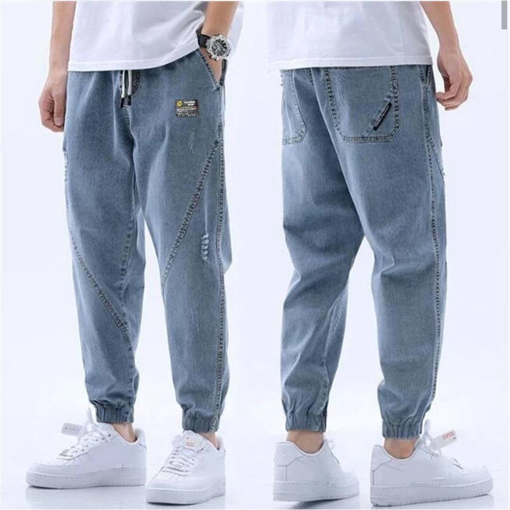 Celana Jogger Jeans Pria MHN Original Celana joger denim original bandung pinggang elastis meral