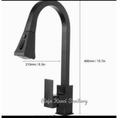 Kran Sink Mixer Tarik Kotak/Segi Stainless SUS 304/Black/Hitam/Stainless