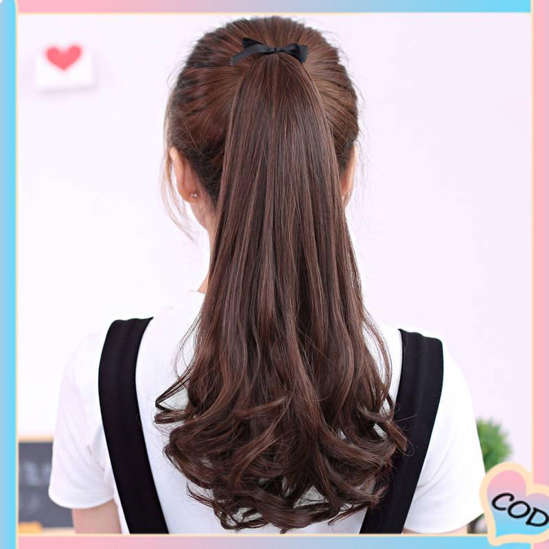 COD❤️Wig Wanita Hair Clip Curly Rambut Palsu Wanitahair Clip Ponytail Pendek Panjang Keriting Lace-up Jenis