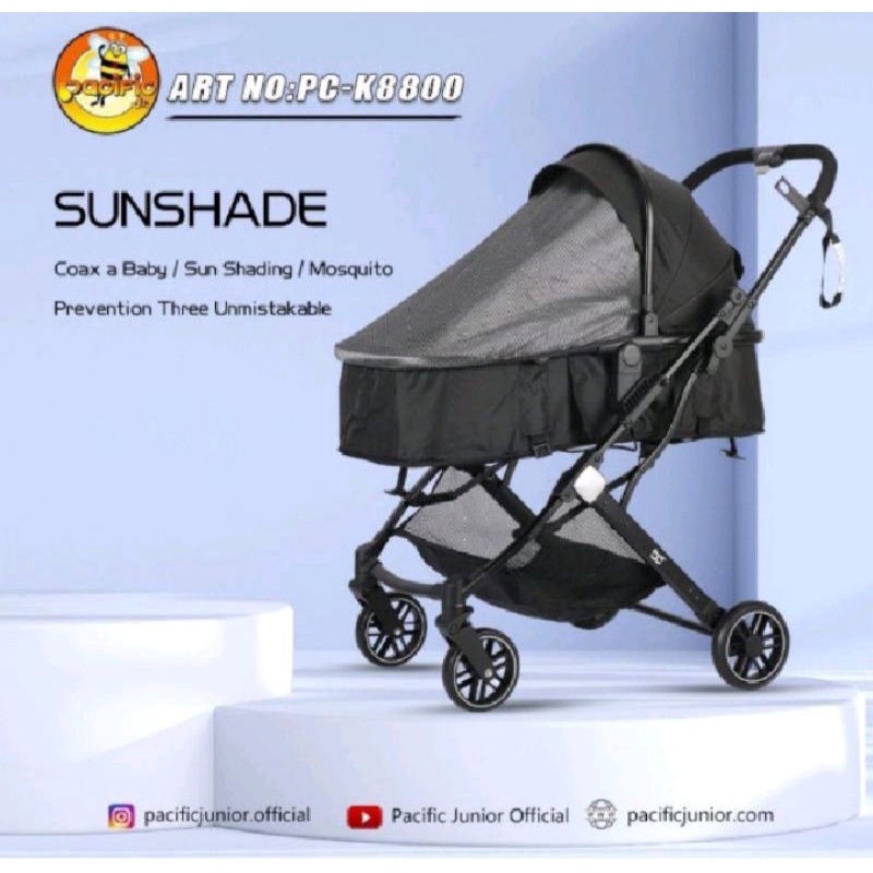stroller Pacific PC K8800 2in1 polos dan motif bisa bolak balik