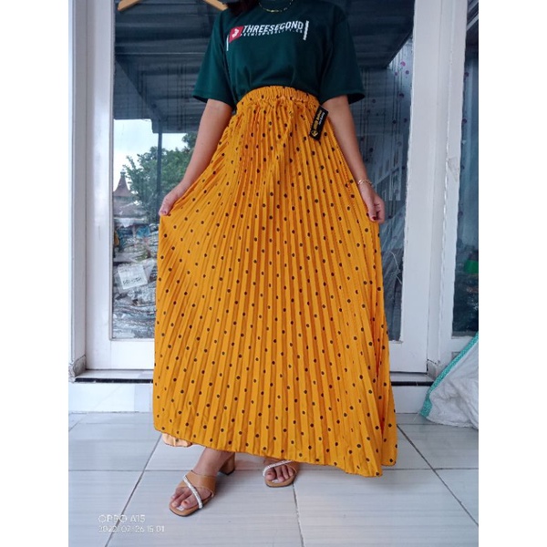 ROK POLKA PREMIUM/ROK PLISKET MOTIF POLKA/ROK PANJANG 95 cm