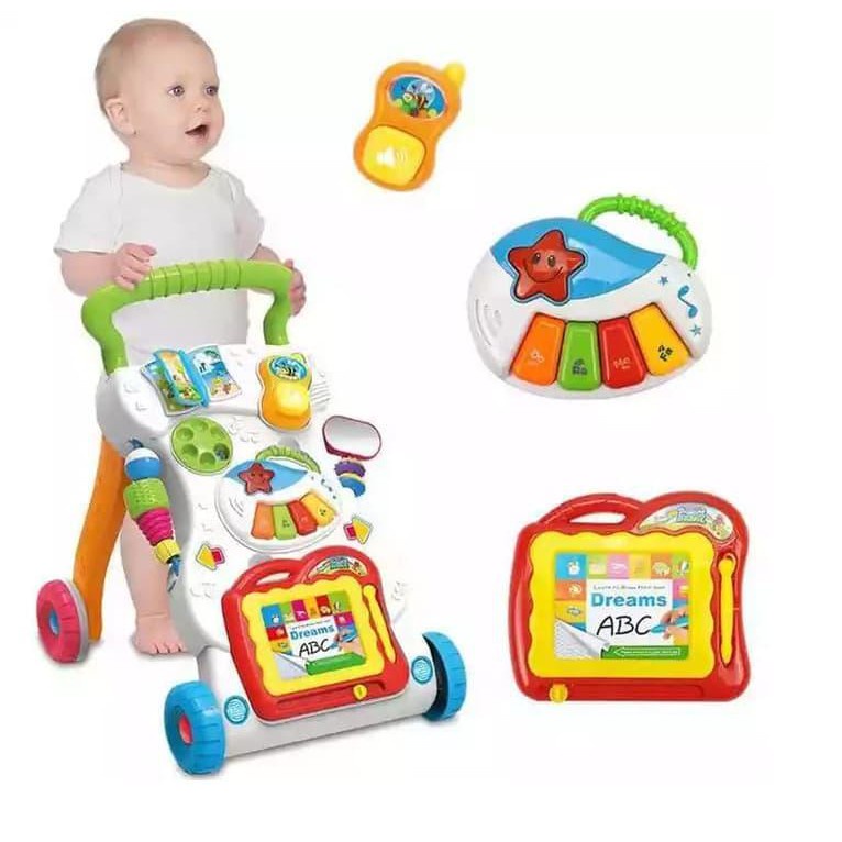 Mainan Anak Berjalan Children Music Walker Push Waker Baby Walker Mainan Dorong Berjalan