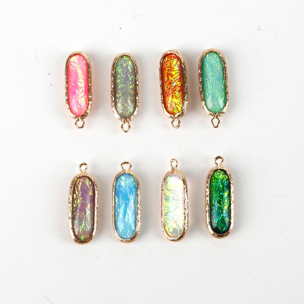 2 Pcs 10 X 26 Mm DIY Resin Anting-Anting Aksesoris Gelang Liontin Logam Tembaga Pesona Oval Berlapis Emas Pesona untuk Membuat Perhiasan