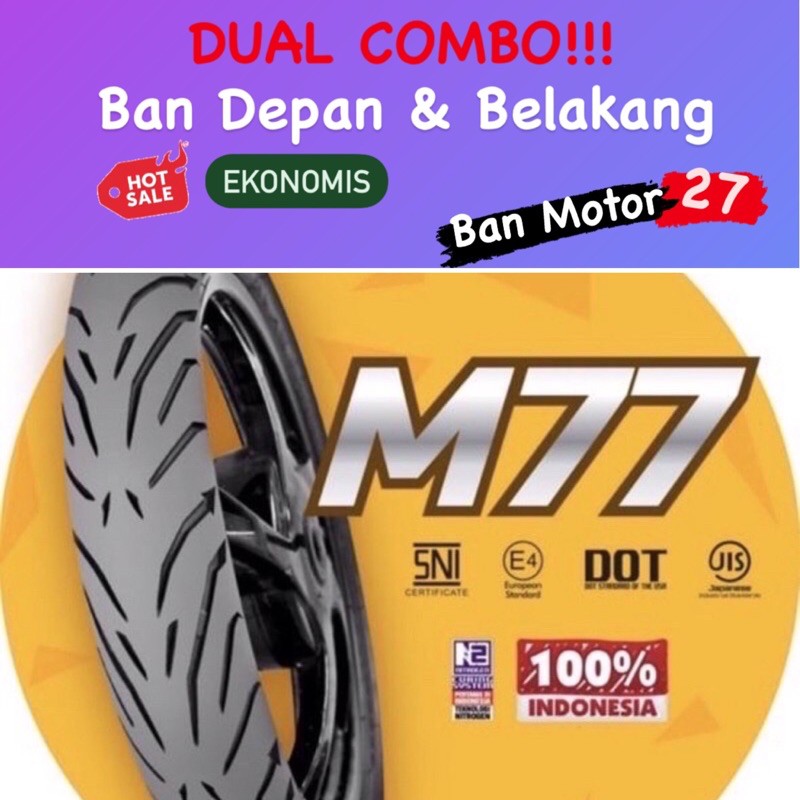 Paket Ban Motor MIZZLE M 77 ( M77 ) 80/80-16 dan 90/80-16 Tubeless
