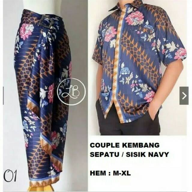 SET KEBAYA COUPLE ROK LILIT DAN HEM/BATIK/KEBAYA NAVY couple/kebaya kutubaru/kebaya seragam