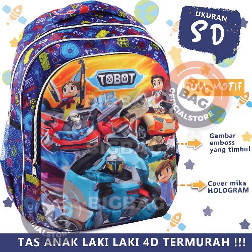RTM - Tas Ransel Sekolah Anak SD Laki Laki Karakter - NEXT CLARITY - 4D EMBOSS