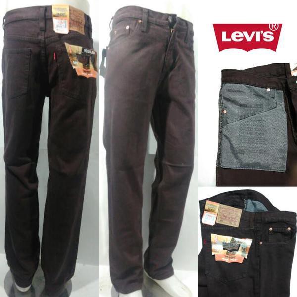 Celana Jeans Pria warna Coklat Regular size 27-38