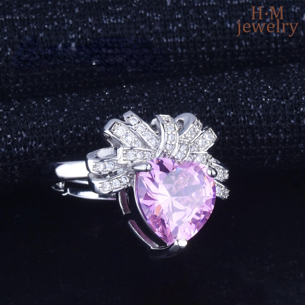 Set Kalungcincinanting Tusuk Bentuk Hati Pita Hias Berlian Imitasi Warna Pink Untuk Wanita