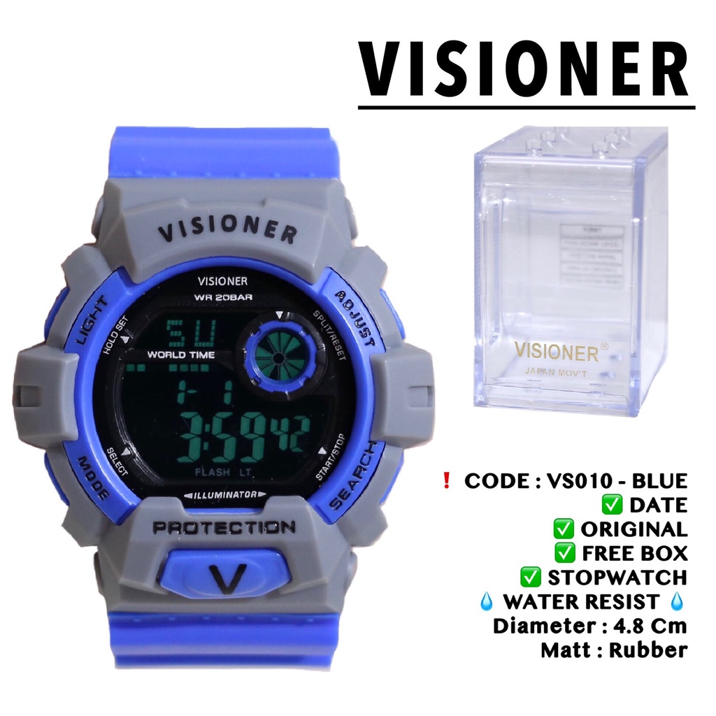 Jam tangan pria original VISIONER free box water ressist fashion sport laki VS010