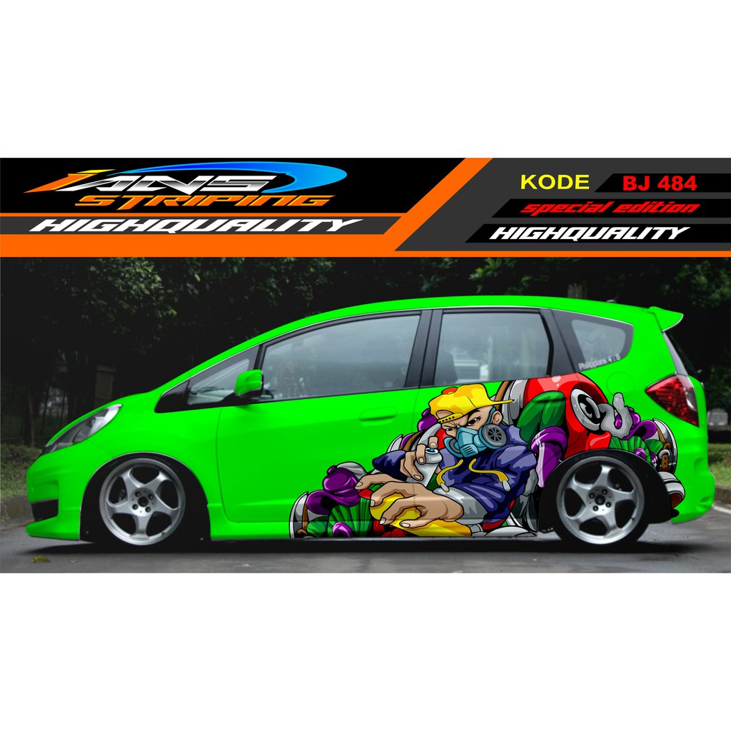 DECAL STICKER MOBIL JAZZ, AGYA, SIGRA, BRIO, YARIS / VARIASI STICKER MOBIL / STIKER MOBIL KARTOON