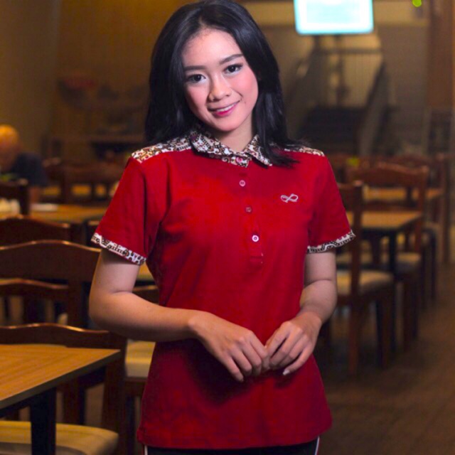 Loyal Kaos Polo Batik Maroon Modern Wanita M L XL XXL