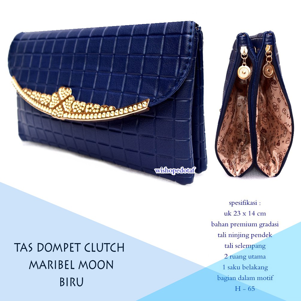 tas selempang wanita kulit MRBL MOON biru dongker