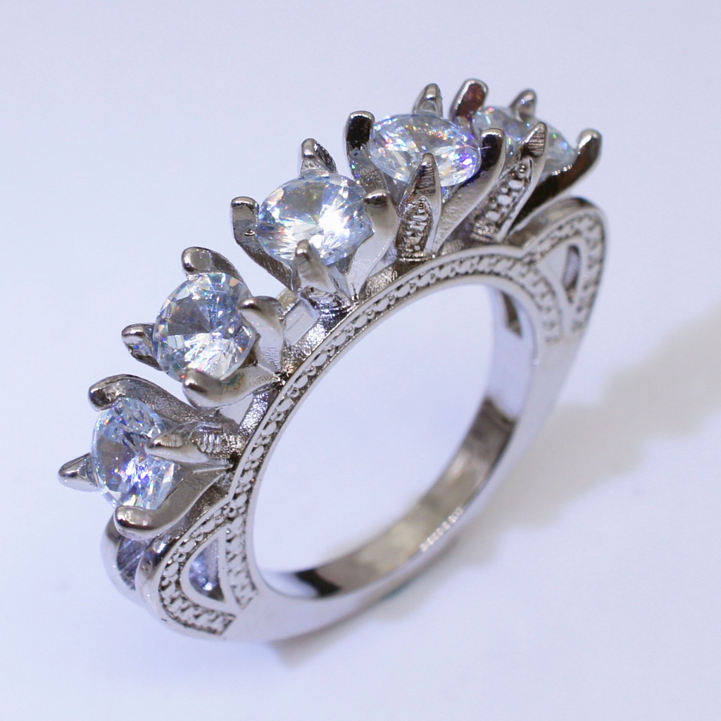 perak asli 925 cincin Wanita Perhiasan Fashion Kesederhanaan bertatahkan berlian kreatif