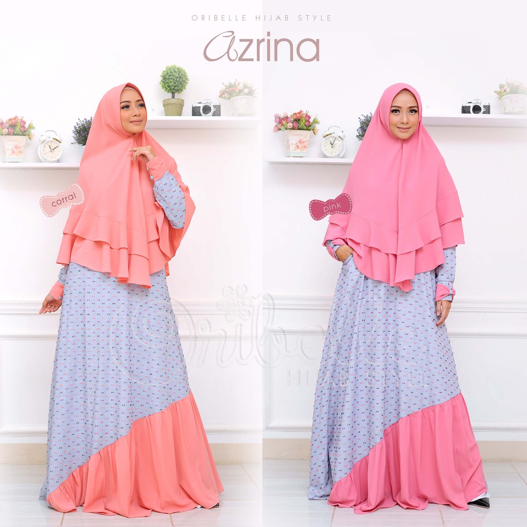 Gamis Syari / Dress Syari / Setelan Gamis + Khimar - AZRINA 100% Original Dari Butik