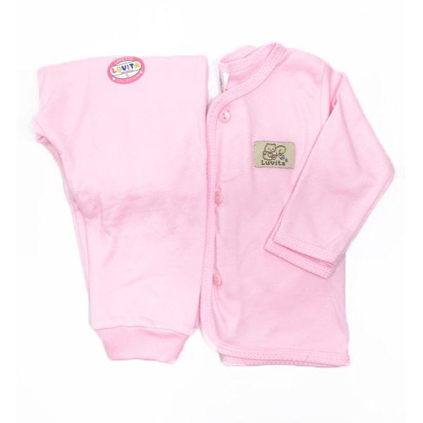 LUVITA Baju Bayi Lengan amp amp Celana panjang POLOS M L 1 Set p016