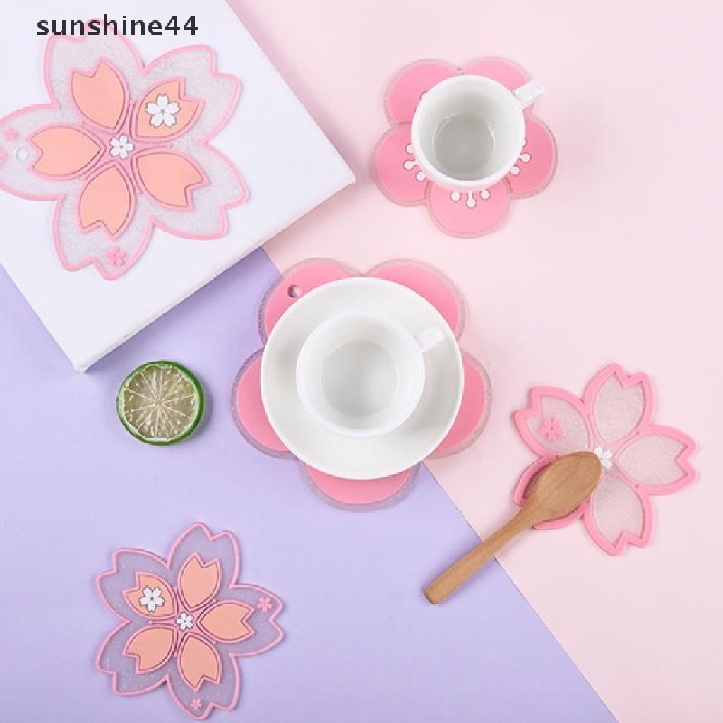 Sunshine 1pc Alas Piring / Wadah Makanan Dengan Bahan Insulasi Thermal Anti-Slip Dan Gambar Bunga Sakura