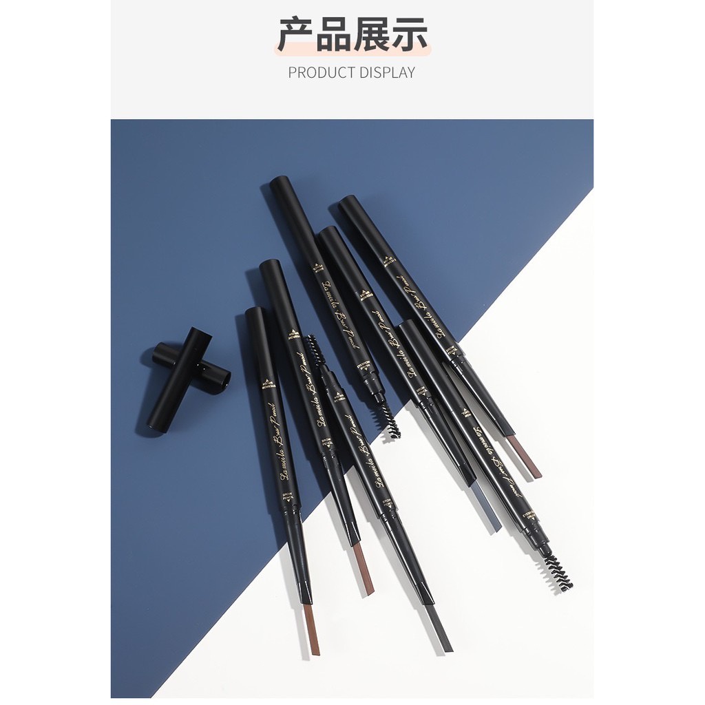 Pensil Alis Anti Air PUTAR Otomatis 2IN1 Eyebrow Pencil + Sikat Alis - MKM