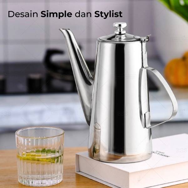 Teko Cold Water Pot Mewah 2L Air Teh Panas Minuman Dingin Wadah Tempat Minum Stainless steel