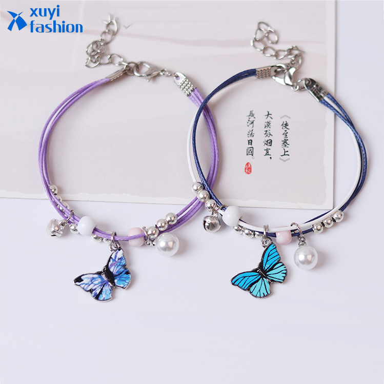 Gelang Adjustable Desain Kupu-Kupu Warna Gradasi Gaya Korea Untuk Pasangan