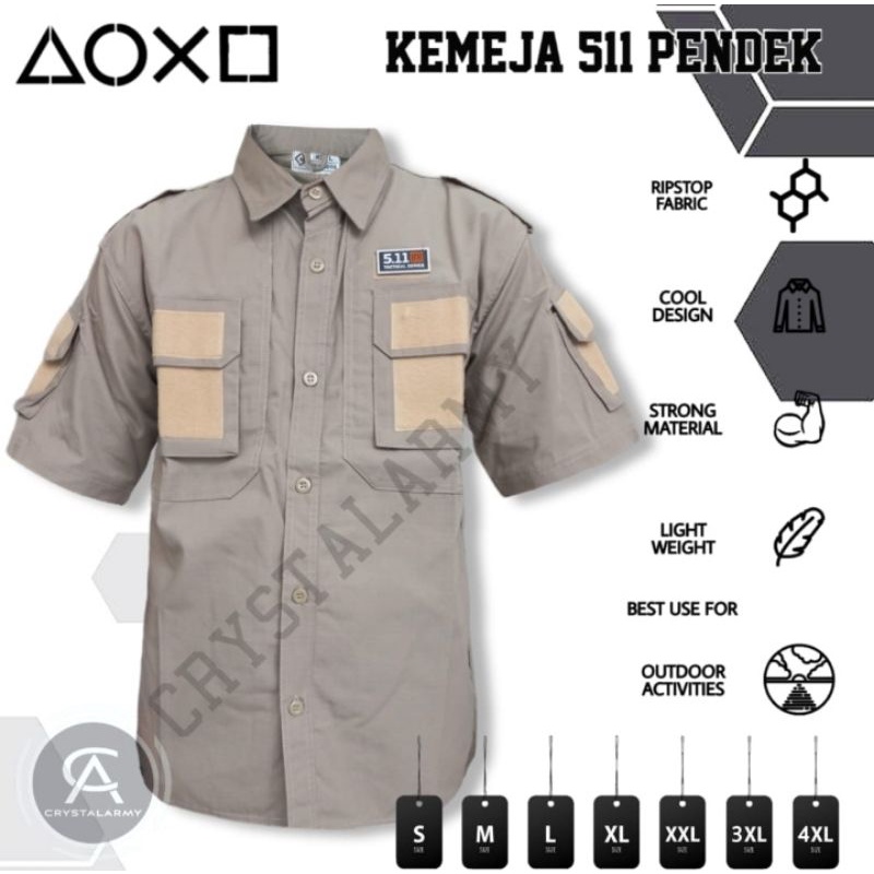 kemeja Tactical 5.11 pendek | Baju Kemeja Taktikal Lapangan | Polisi | Army