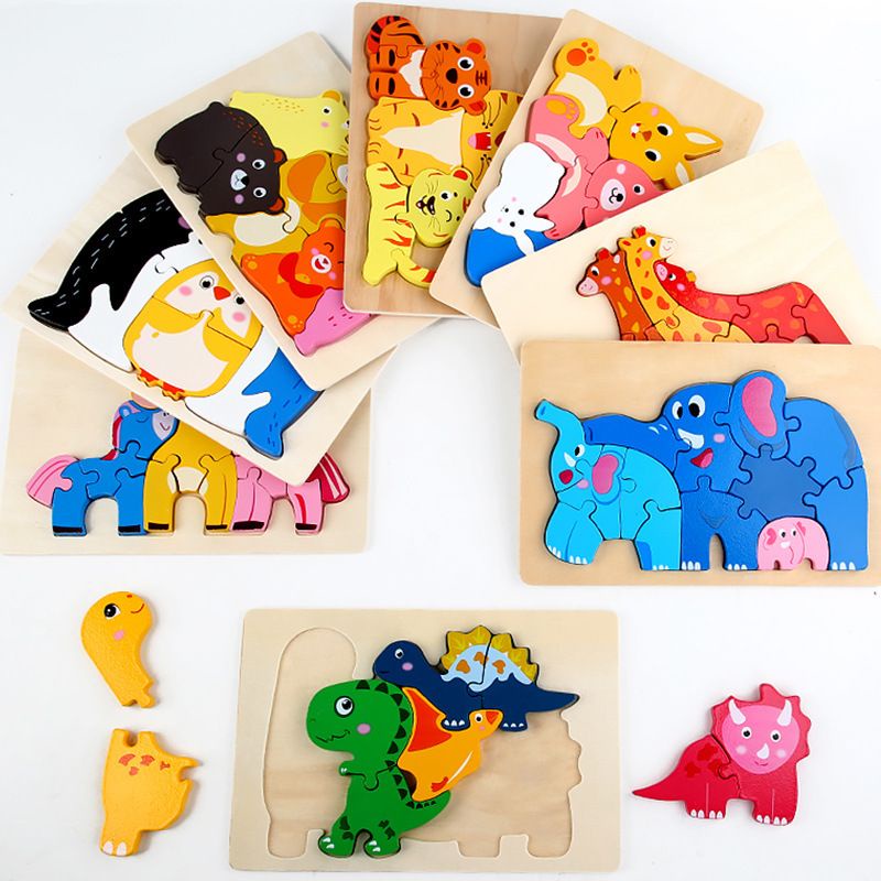 wooden chunky puzzle animal family / puzzle kayu anak