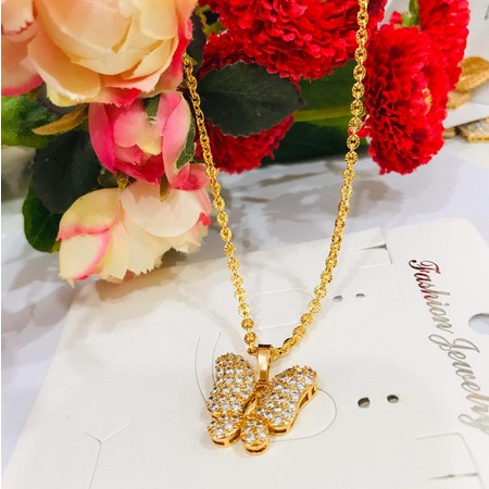 Set Perhiasan Wanita Xuping Kalung Rantai Liontin Kupu-Kupu Dewasa Motif Kupu-Kupu