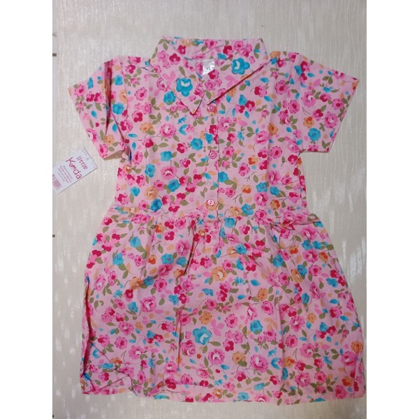 Baju terusan kemeja kerah anak perempuan