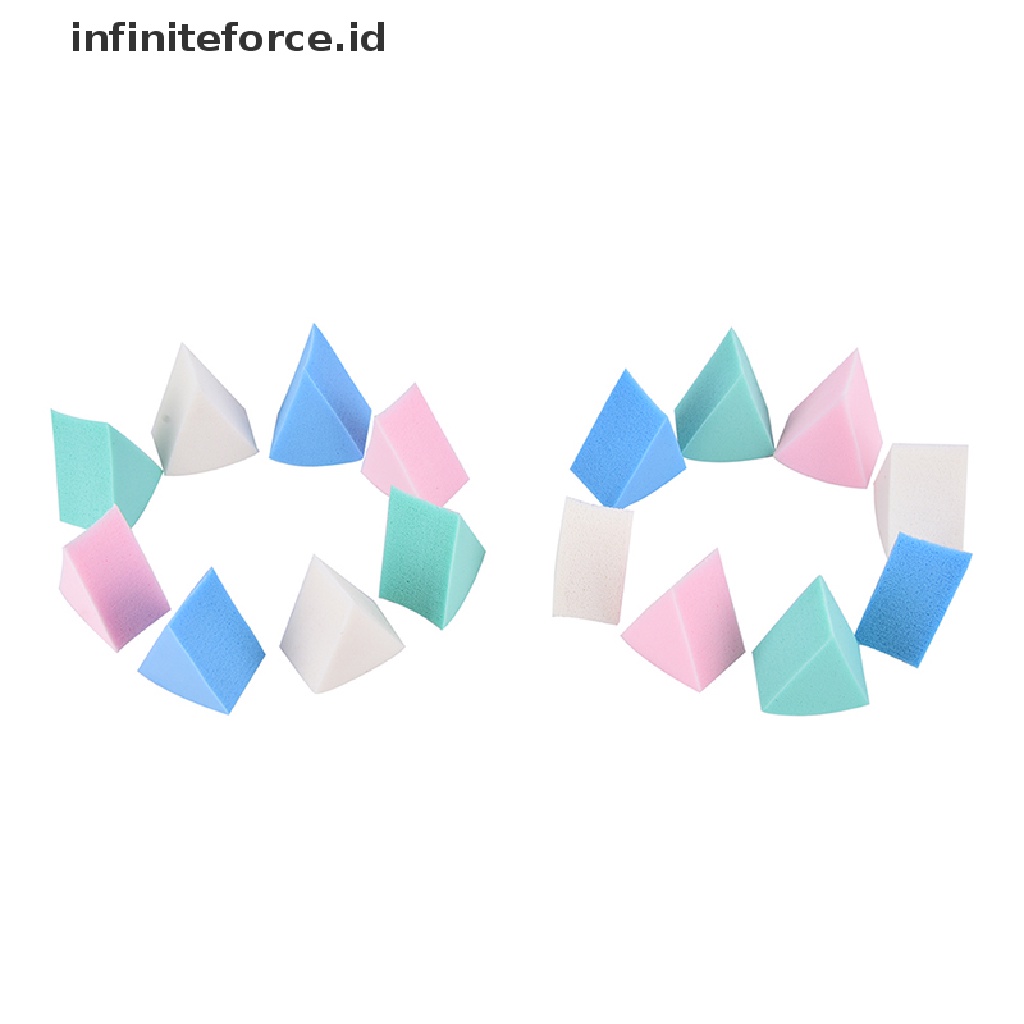 Infiniteforce.id 8pcs / Set Spons Puff Segitiga Pembersih Makeup / Kosmetik Wanita