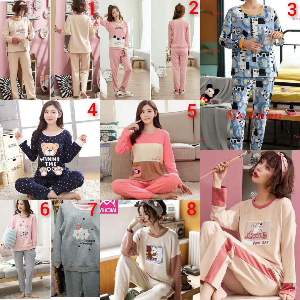 baju tidur PP wanita bahan kaos tebal import new