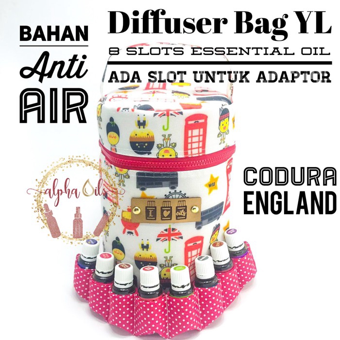 Diffuser Travelling Bag dengan 8 Slots Oil untuk Young Living Essential Oil - England