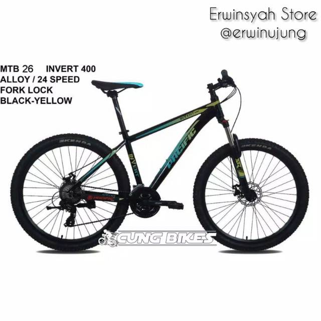 Sepeda gunung MTB 26 Pacific Invert 400 24 Speed Fork lock out dan Disc brake