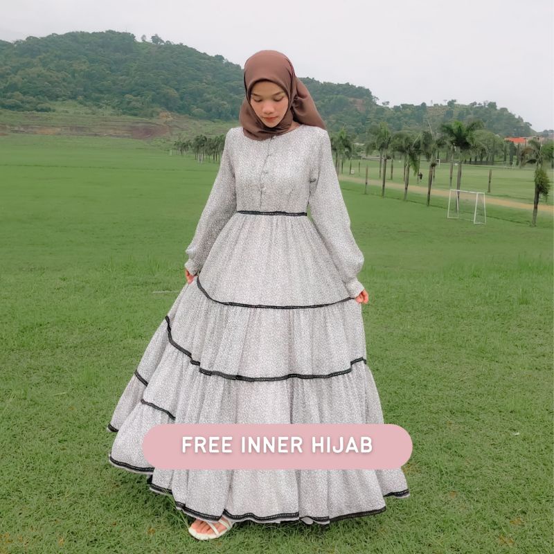 NIRVANNA DRESS BYGIAGIO dress kondangan gaun akad simple gaun wedding pernikahan baju muslim putih gaun lamaran elegan pakaian wanita pesta elegan fashion korea dres lebaran cantik anggun mewah nyaman gaun vintage fashion dress bahan babydoll furing tebal