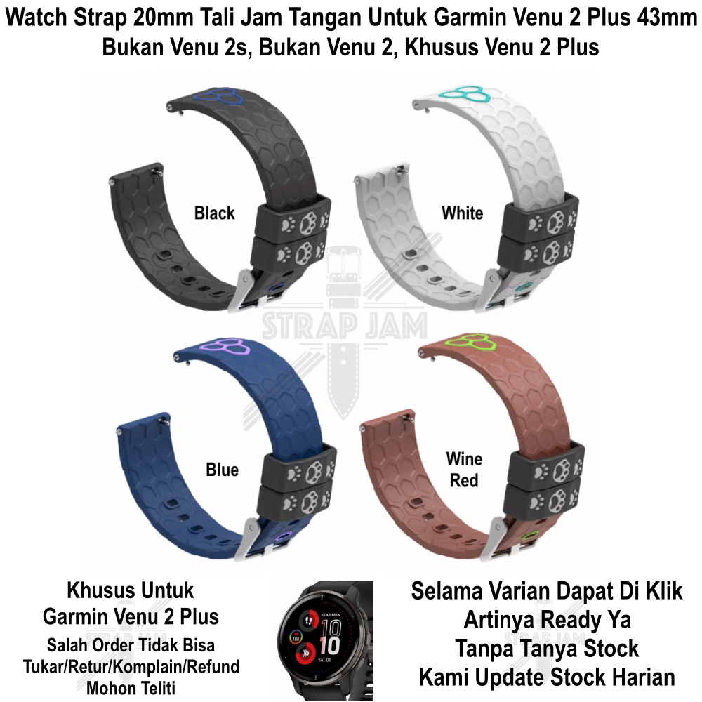 CUTE Strap Garmin Venu 2 Plus 43mm - Tali Jam Tangan 20mm Silikon Rubber