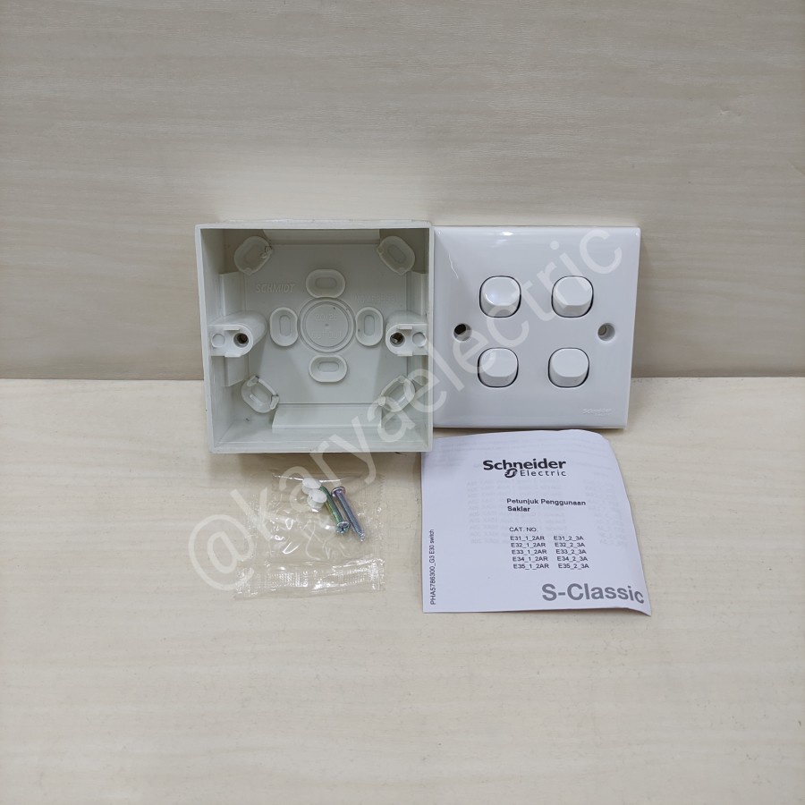 Saklar 4 Gang Outbow Tempel Set dengan Box