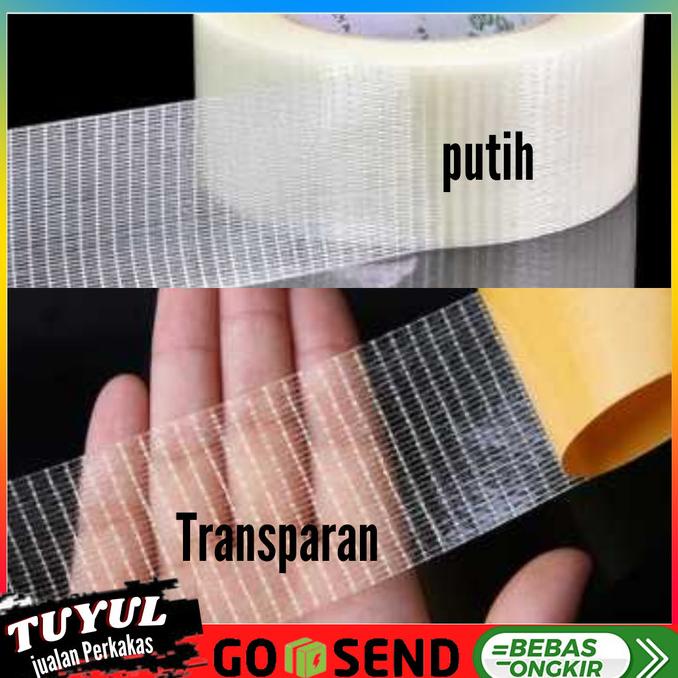 

(BISA COD) Lakban Lapis Serat Fiber Super Strong Grid Tape 20 25 Meter CUCI GUDANG Kode 683