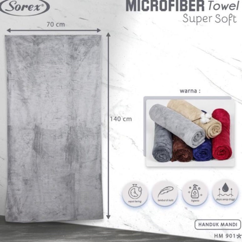 Handuk Mandi Microfiber Sorex HM881 &amp; HM901 -70x140cm dan 50x100cm