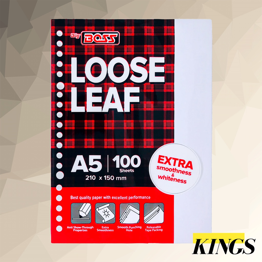 

Big Boss Loose Leaf / Isi Kertas File Binder A5 Plain / Polos Isi 100