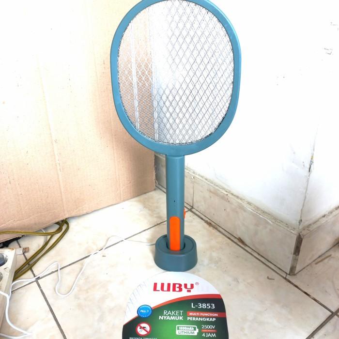 Raket Nyamuk Cas Luby 3853 Batre 1800 mAh Bisa Diganti + Kabel Chager