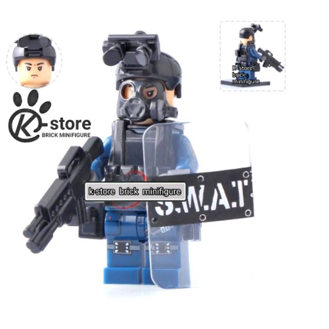 Lego s. w. a. t military police soldier army gun weapon minifigure