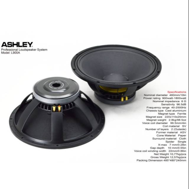 Speaker Component 18 inch Ashley L900A
