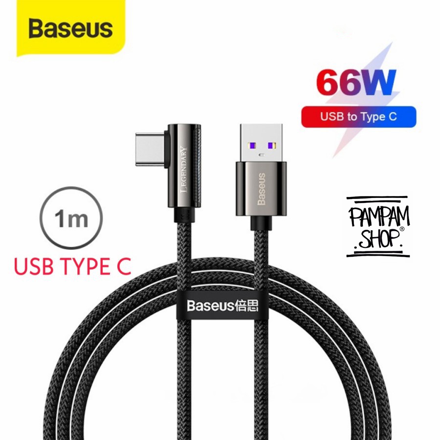 Baseus Kabel Data Legend Elbow USB TYPE C 1M 66W 3A Fast Charging Original Tipe C Ori Cable Gaming Game