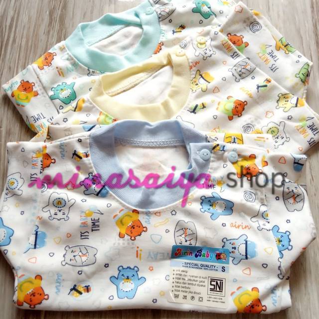 AIRIN BABY 3 pcs dan ecer Kaos Oblong Bayi SNI Motif Kancing Pundak Uk. S - XL