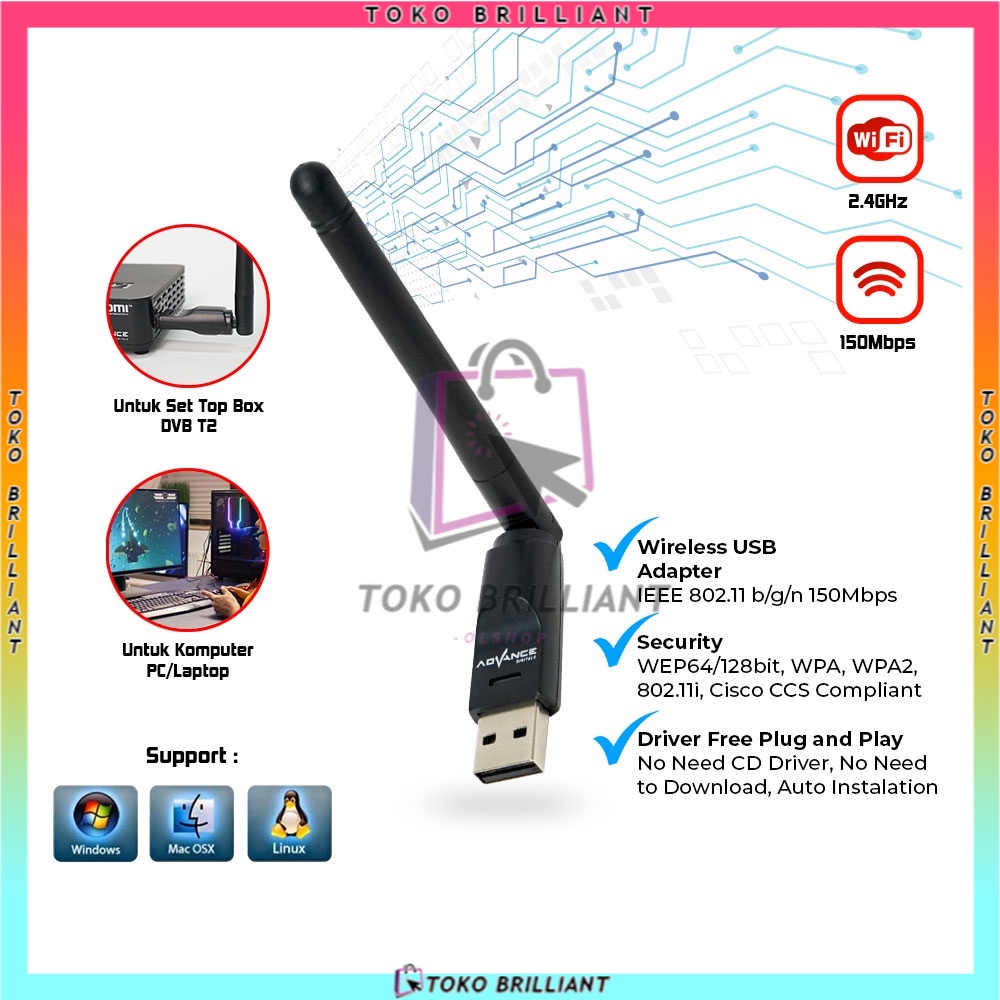 TERBARU !!! Receiver Parabola dan Terrestrial DVB-T2 MT7601 USB Wifi Dongle