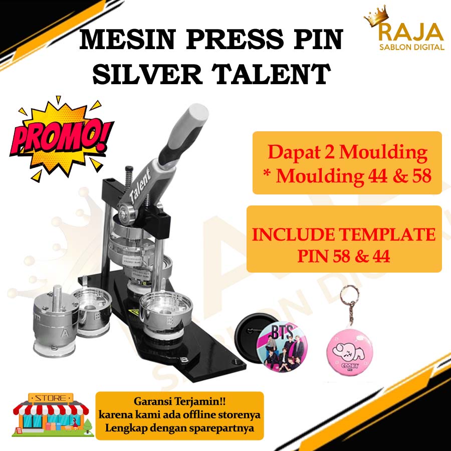 NEW Mesin Press Pin Silver Talent 2 MOULDING (Moulding 44mm & 58mm) Gantungan kunci pin peniti