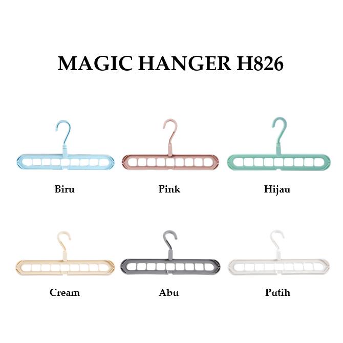 Grosir - H826 Gantungan Baju / Magic Hanger 9 in 1 / Magic Hanger / Wonder Hanger / Hanger Multifungsi